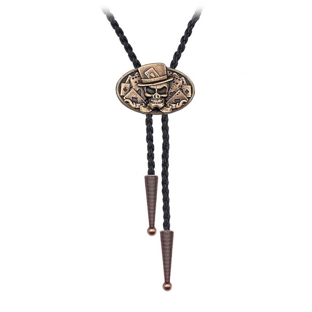1284 BRBAM Western Cowboy Skull Bolo Tie Characteristic Skeleton Pendant